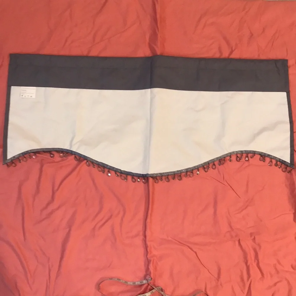 Curtain Valance Gray with Beaded Bottom